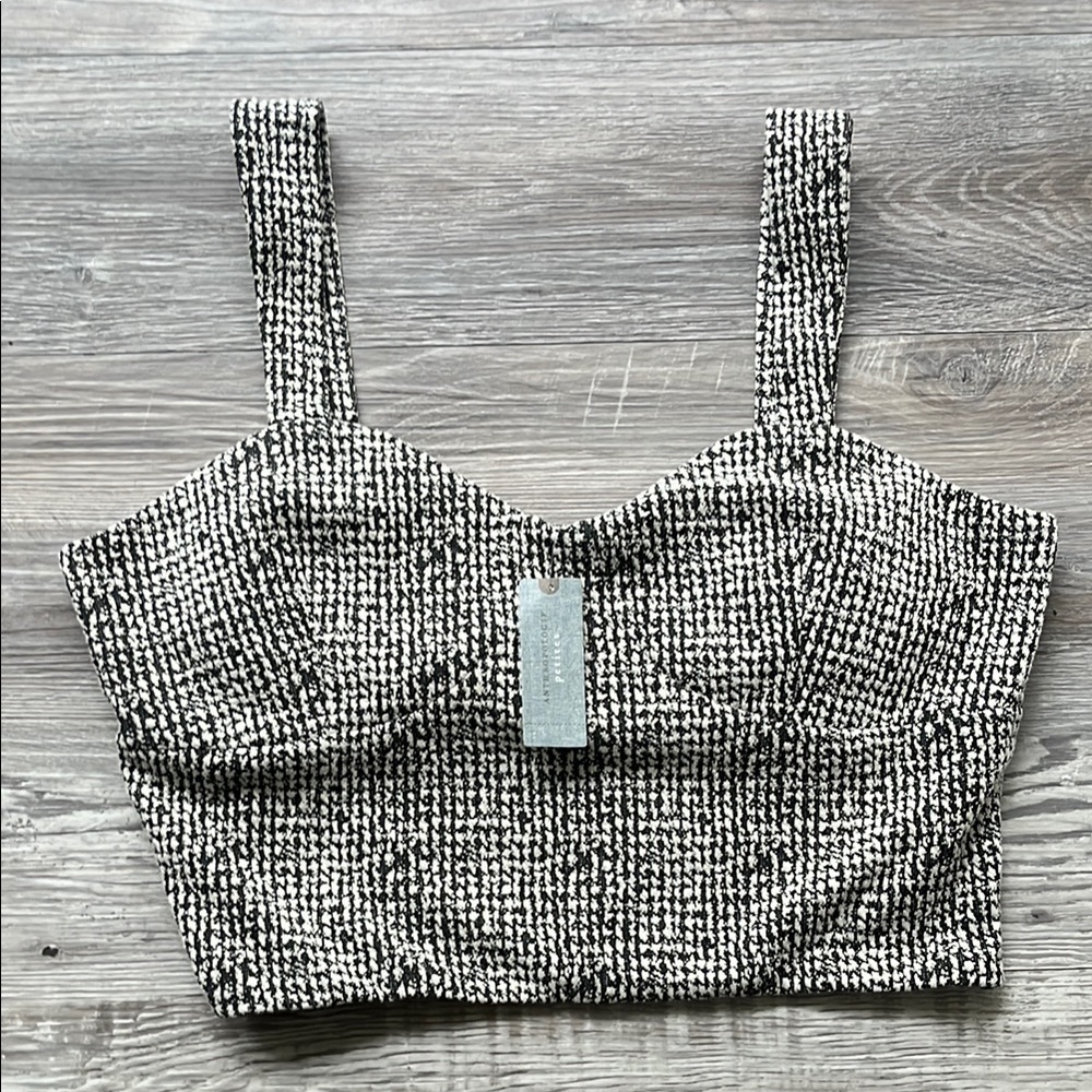 Anthropologie Black and White Fitted Bustier Tank Top new with tag sizes LP